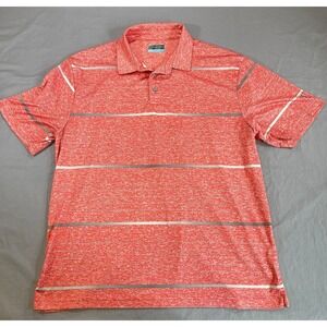 PGA Tour Golf Polo Silver Striped Short Sleeve Shirt Mens XL Pink Performance